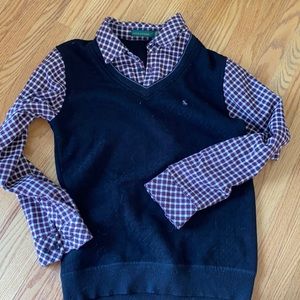 Layered sweater vest shirt